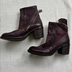 A.S.98 Women's distressed artisan Leather  Boots with Side Zipper